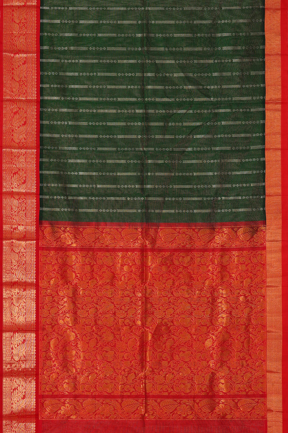 Image of Kuppadam Bottle Green Saree